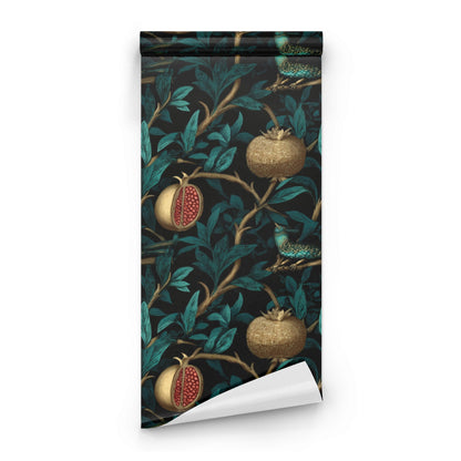 Roll of Teal Pomegranate large scale wallpaper