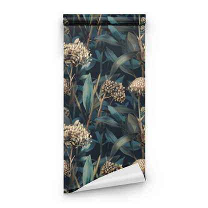 Roll of Teal Protea large scale wallpaper