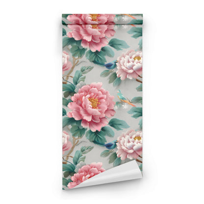 Roll of Teal Songbird large scale wallpaper
