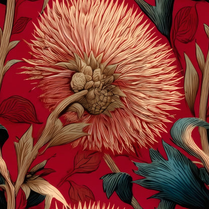 Teal Thistle large scale wallpaper pattern repeat