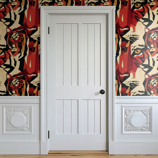 Tiger Grid large scale wallpaper in a styled room