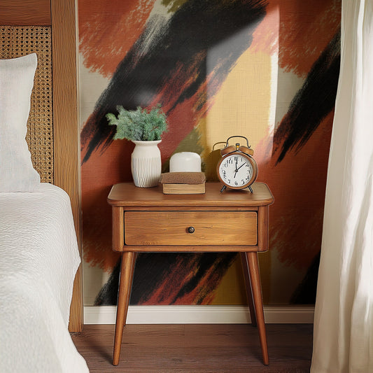 Tiger Strokes large scale wallpaper in a styled room