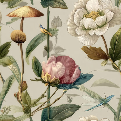 Toadstool Meadow large scale wallpaper pattern repeat