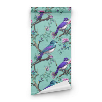 Roll of Turquoise Blossom large scale wallpaper