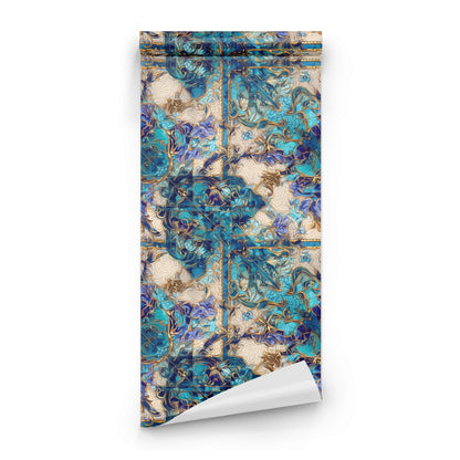 Roll of Turquoise Mosaic large scale wallpaper