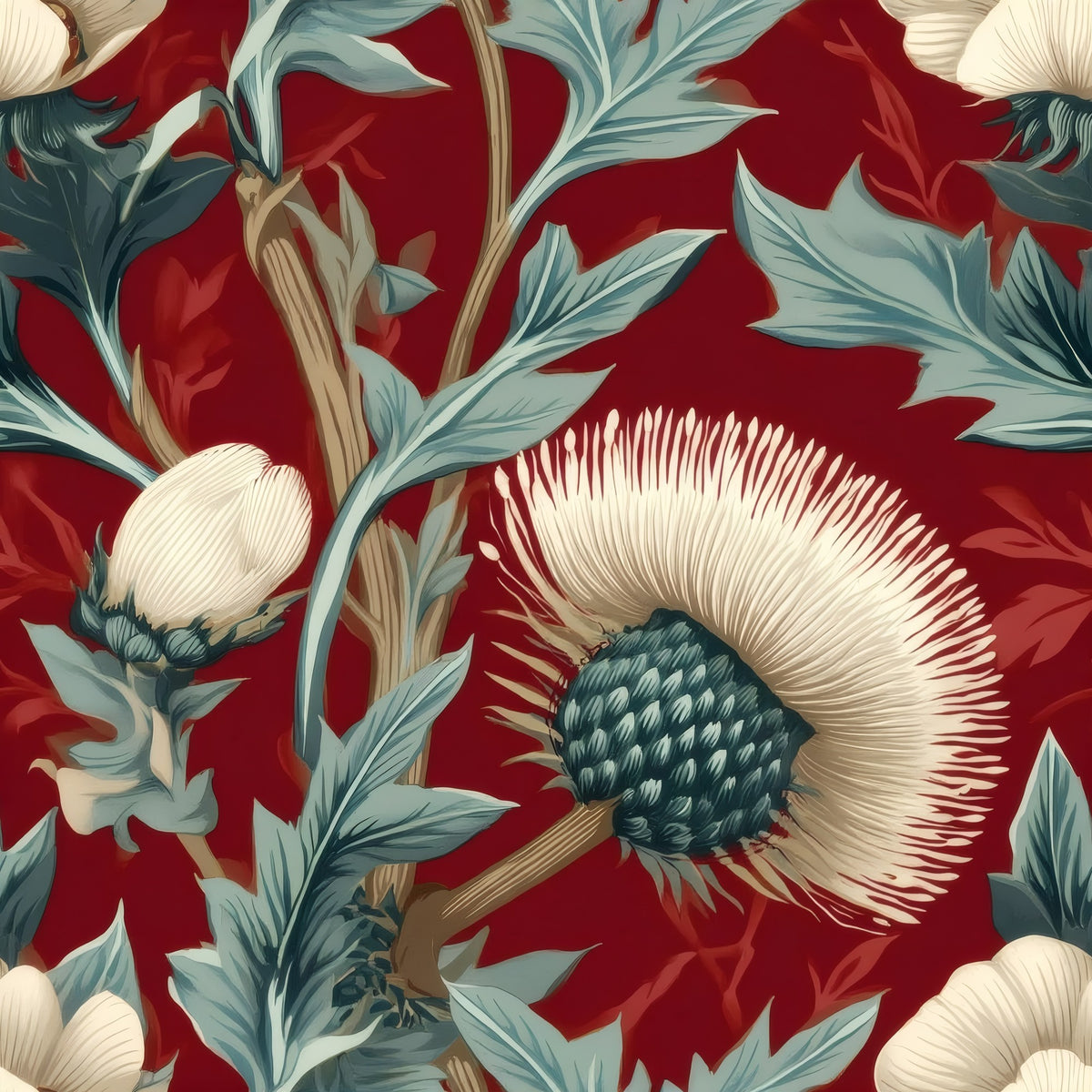 Velvet Thistle large scale wallpaper pattern repeat