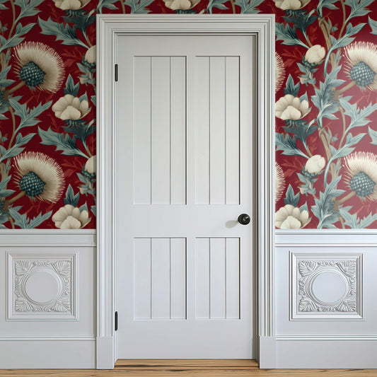 Velvet Thistle large scale wallpaper in a styled room