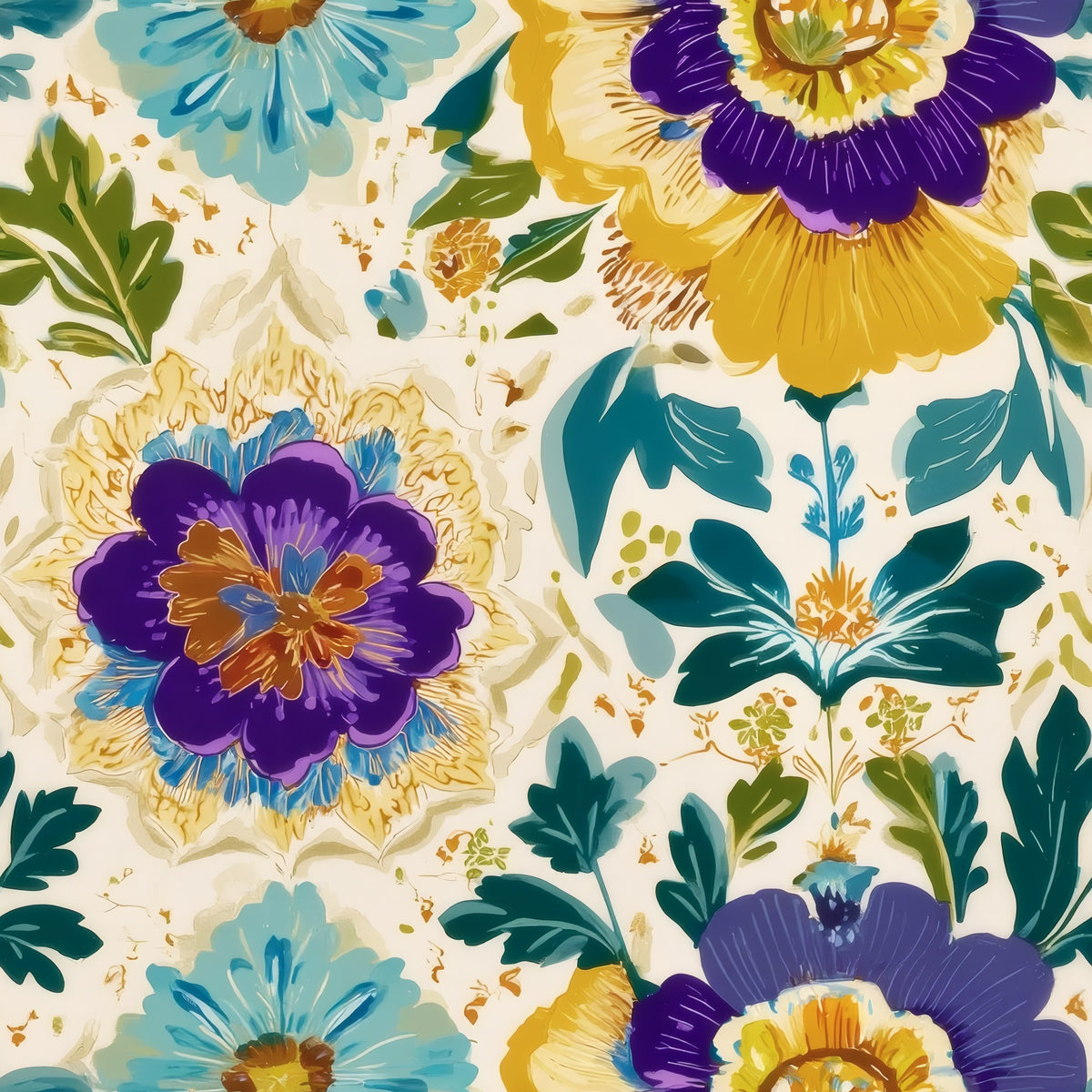 Violet Medallion large scale wallpaper pattern repeat