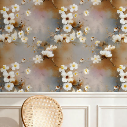 Watercolor Blossom large scale wallpaper in a styled room