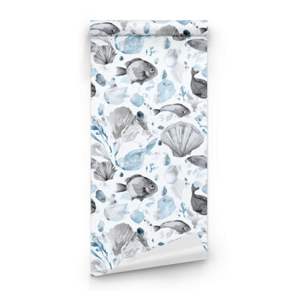 Roll of Watercolor Fish large scale wallpaper