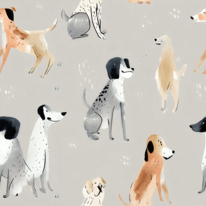 Watercolor Hounds large scale wallpaper pattern repeat