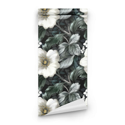 Roll of White Anemone large scale wallpaper