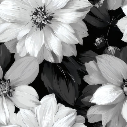 White Dahlia large scale wallpaper pattern repeat