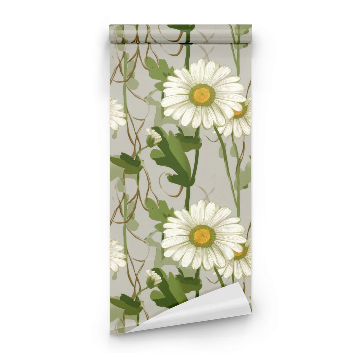 Roll of White Meadow large scale wallpaper