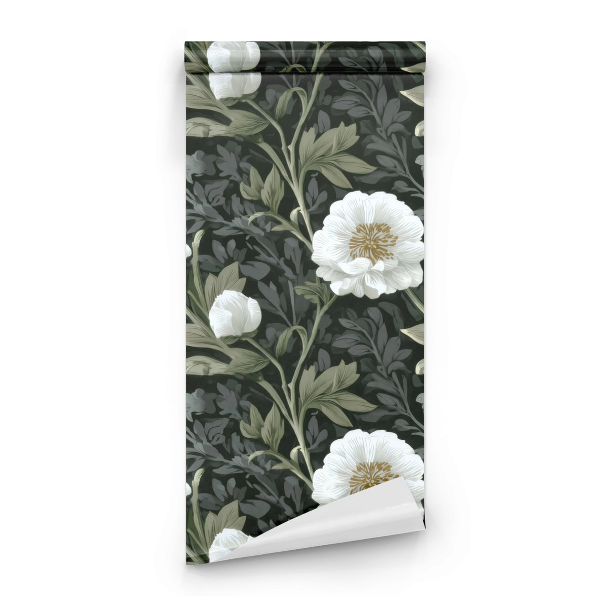 Roll of White Peony large scale wallpaper