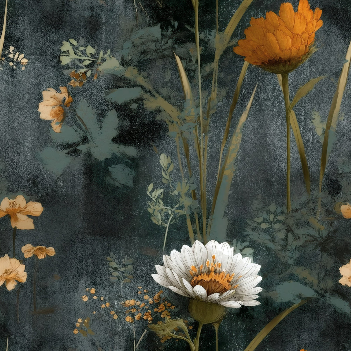 Wild Daisy large scale wallpaper pattern repeat