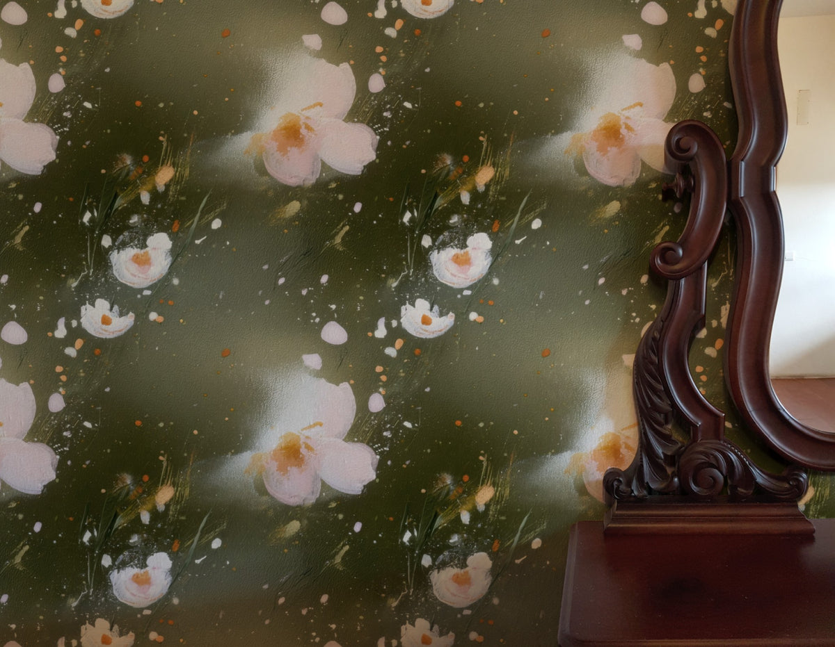Wild Meadow large scale wallpaper in a styled room