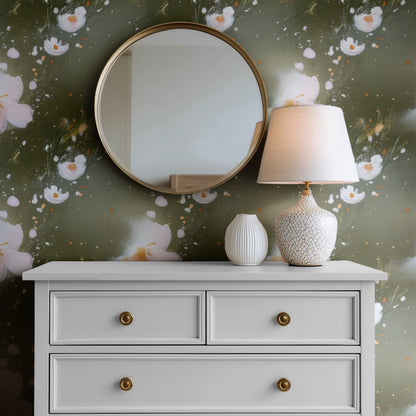 Wild Meadow large scale wallpaper in a styled room