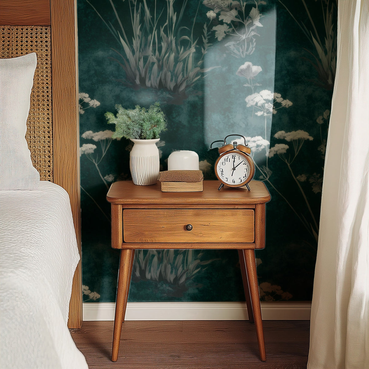 Wildflower Meadow large scale wallpaper in a styled room