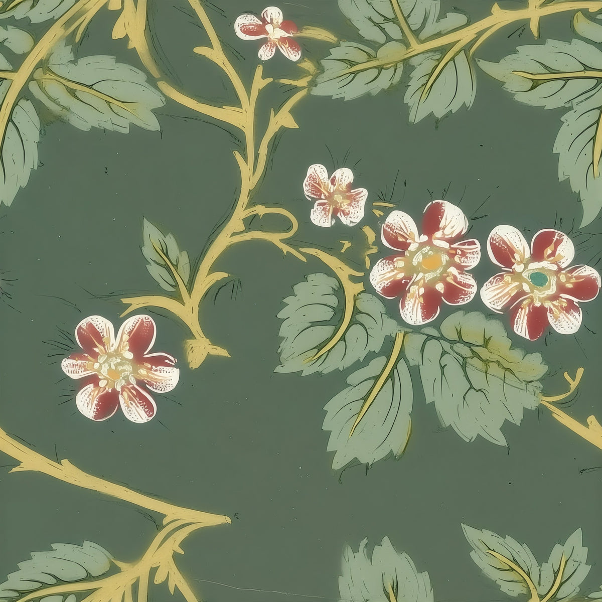 William Morris Blackberry Green large scale wallpaper pattern repeat