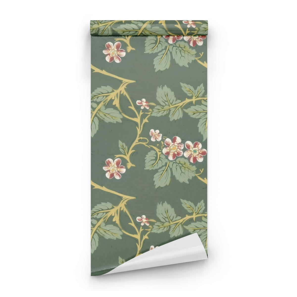 Roll of William Morris Blackberry Green large scale wallpaper