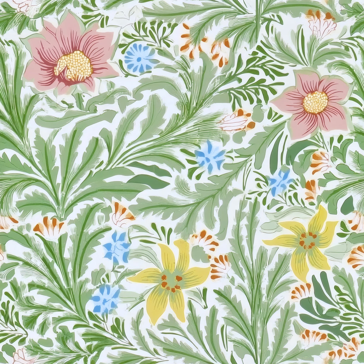 William Morris Bower Green large scale wallpaper pattern repeat
