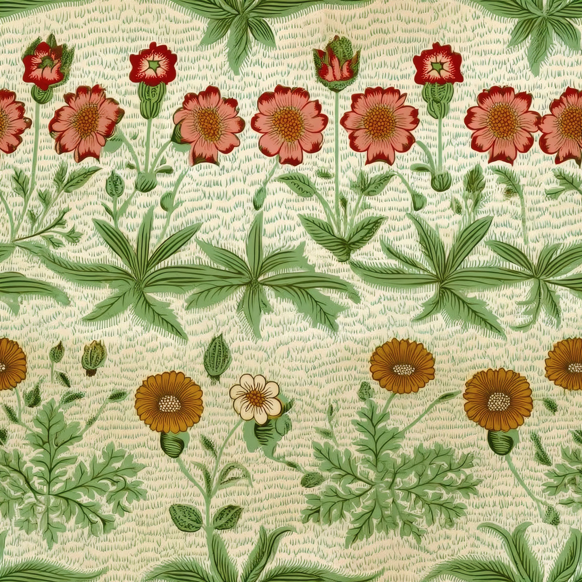 William Morris Daisy Cream large scale wallpaper pattern repeat