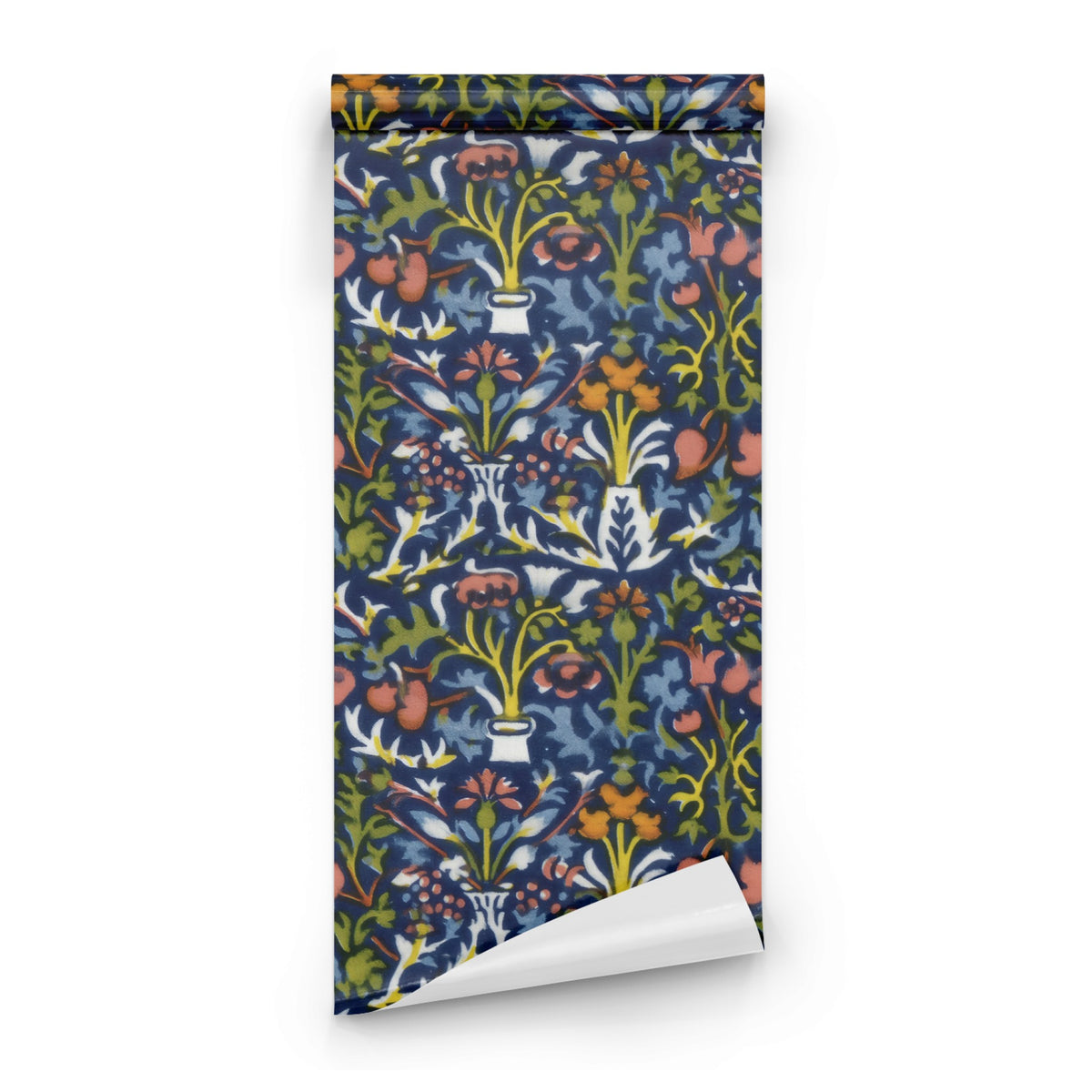 Roll of William Morris Flower Pot Navy large scale wallpaper