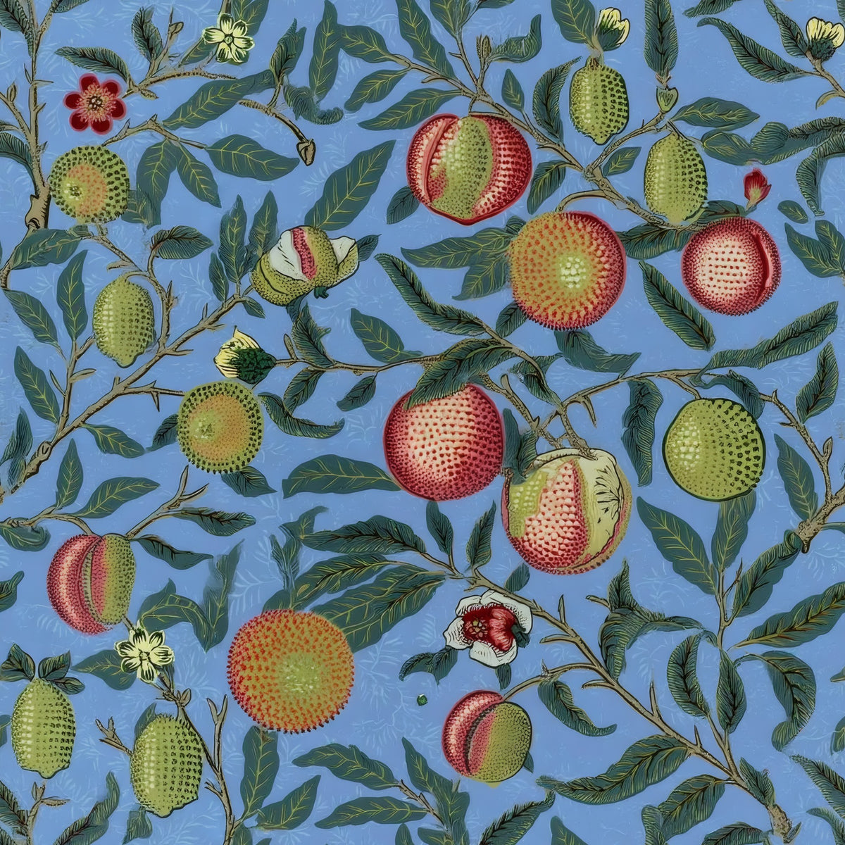 William Morris Fruit Cornflower wallpaper pattern repeat