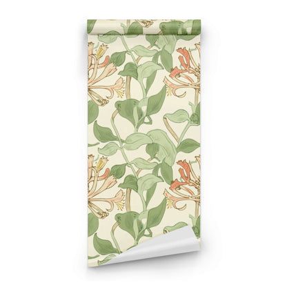 Roll of William Morris Honeysuckle Cream large scale wallpaper