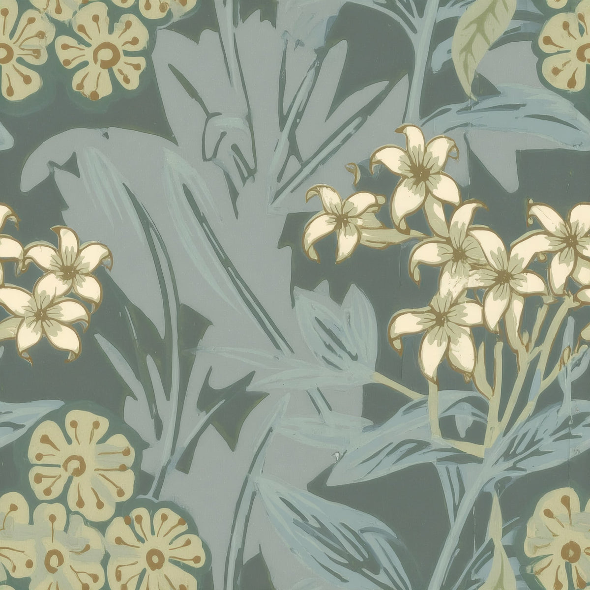 William Morris Jasmine Sage large scale wallpaper pattern repeat