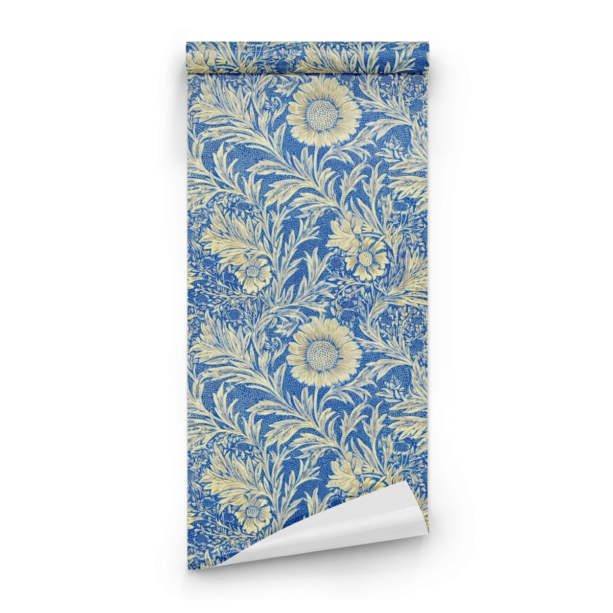 Roll of William Morris Marigold Blue large scale wallpaper