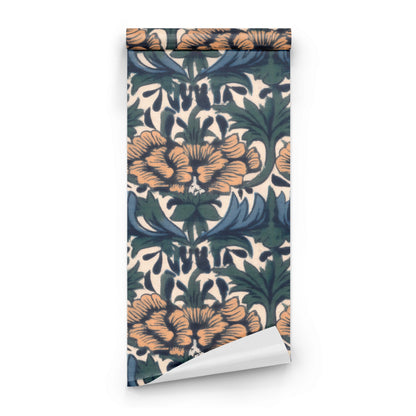 Roll of William Morris Peony Navy large scale wallpaper