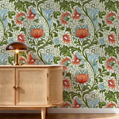 William Morris Persian Ivory wallpaper in a styled room