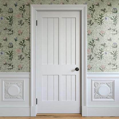 William Morris Powdered Sage large scale wallpaper in a styled room