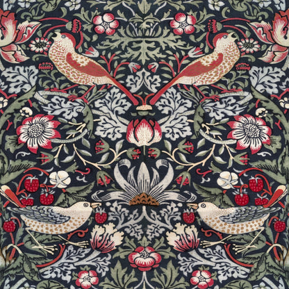 William Morris Strawberry Thief Charcoal & Cranberry wallpaper pattern repeat