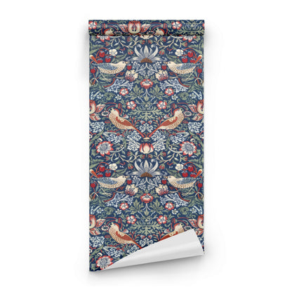 Roll of William Morris Strawberry Thief Indigo & Madder wallpaper