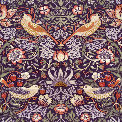 William Morris Strawberry Thief Plum & Ochre wallpaper pattern repeat