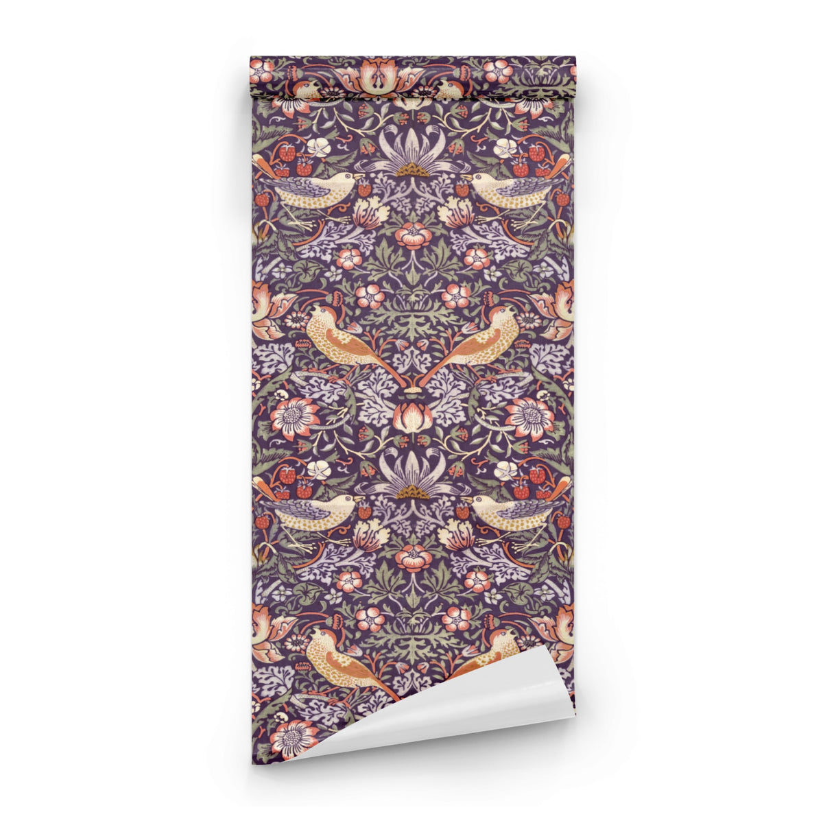Roll of William Morris Strawberry Thief Plum & Ochre wallpaper