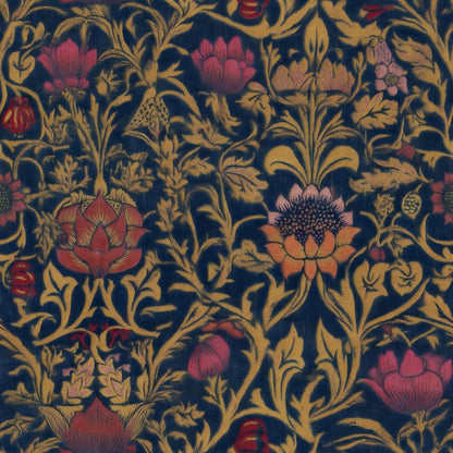 William Morris Violet And Columbine Navy large scale wallpaper pattern repeat