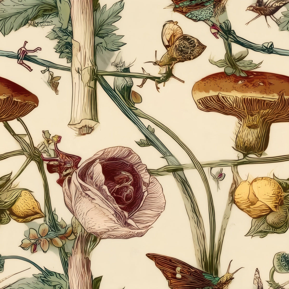 Woodland Songbird large scale wallpaper pattern repeat